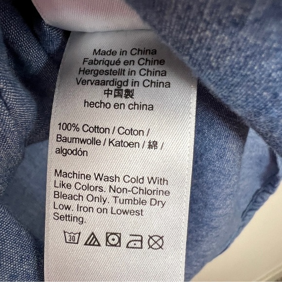 J Crew Classic Fit Chambray Ruffle Neck Shirt - Picture 5 of 6